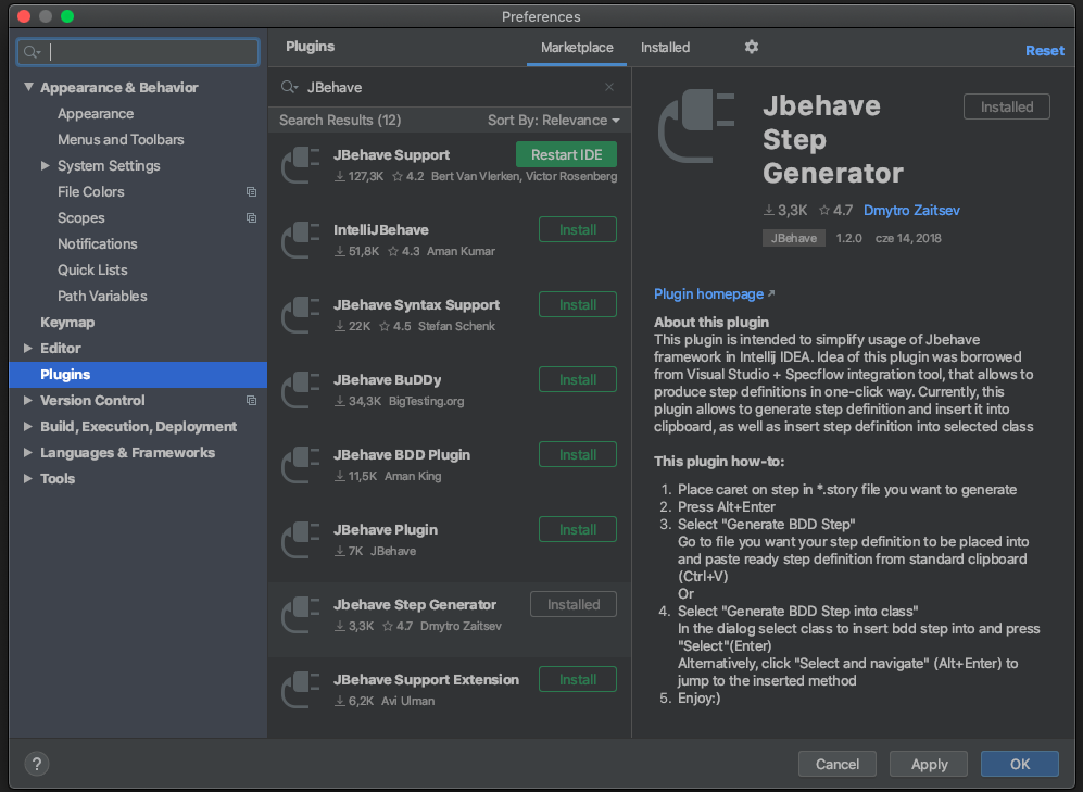 Plugins: JBehave Support & JBehave Generator